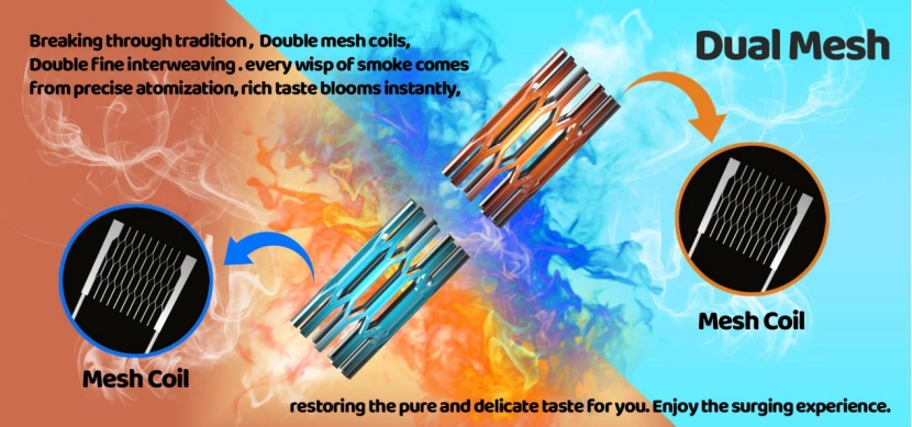 Dual Mesh Coil in Disposable Vape