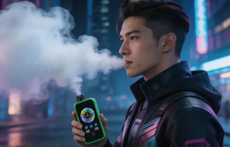 Man using high-vapor DTL disposable vape with dense clouds
