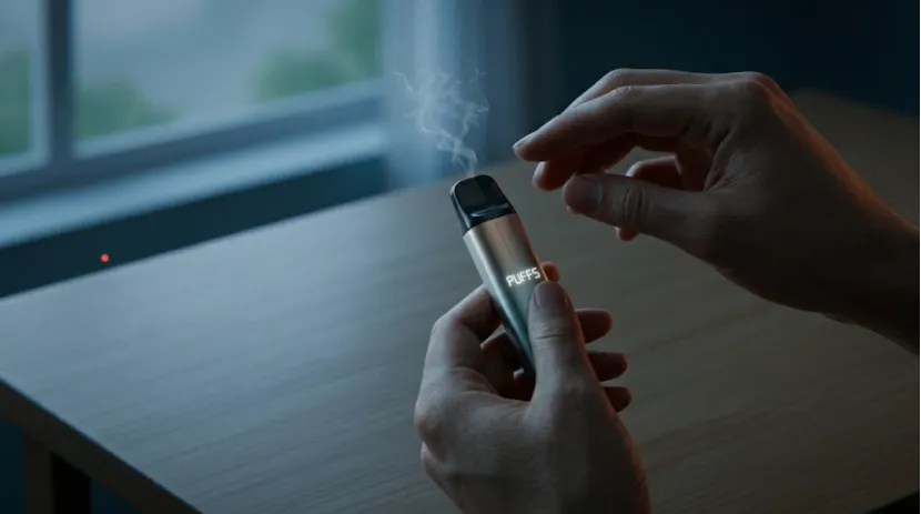 Smart vape with a digital screen showing e-liquid and battery levels