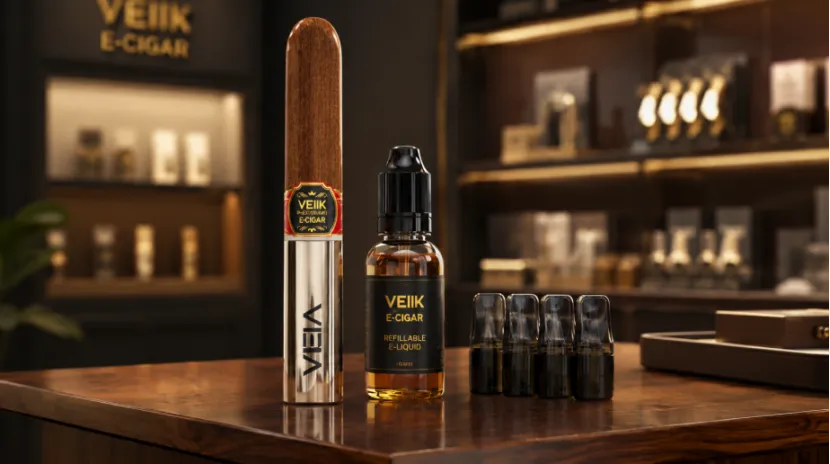 VEIIK premium refillable e-cigar with e-liquid and replacement pods