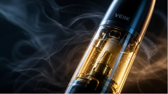 VEIIK refillable vape pod with e-liquid and vapor